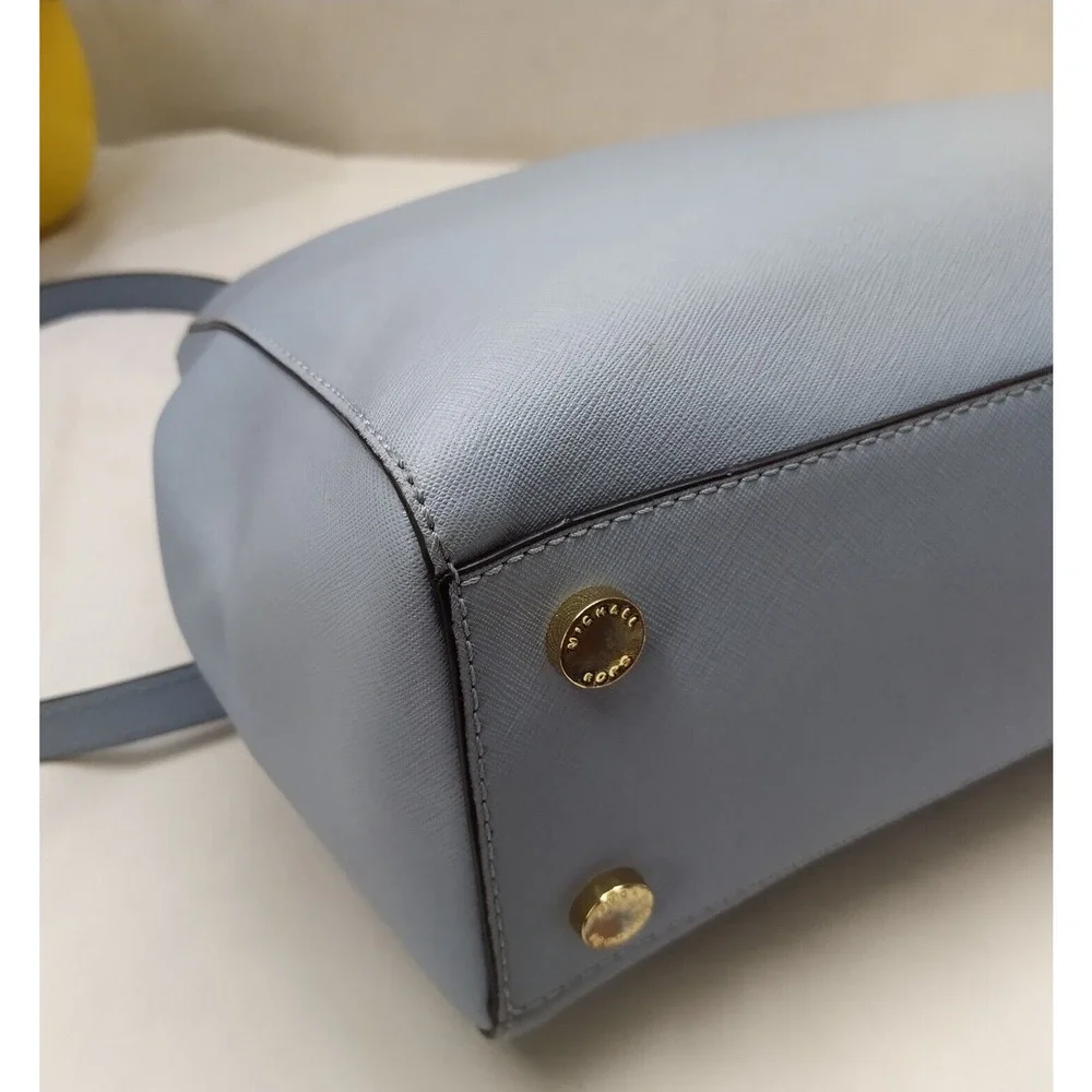 Michael Kors Blue Leather Carryall Double Handles Satchel Shoulder Bag
